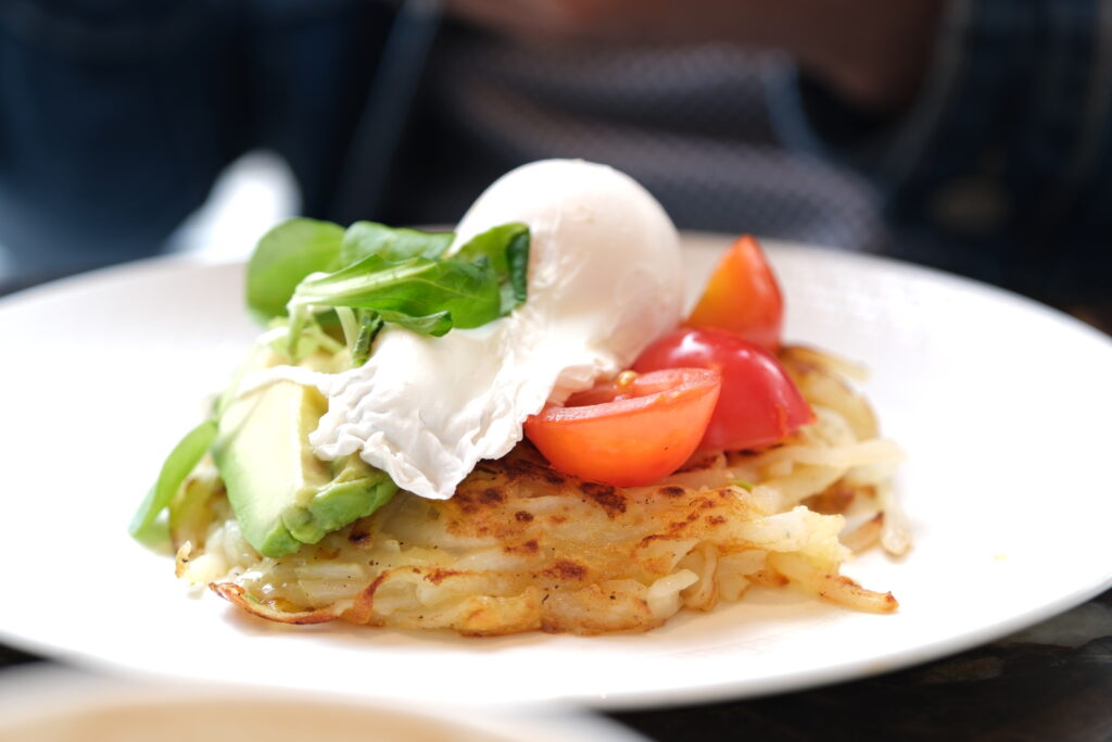 Poached egg and avocado